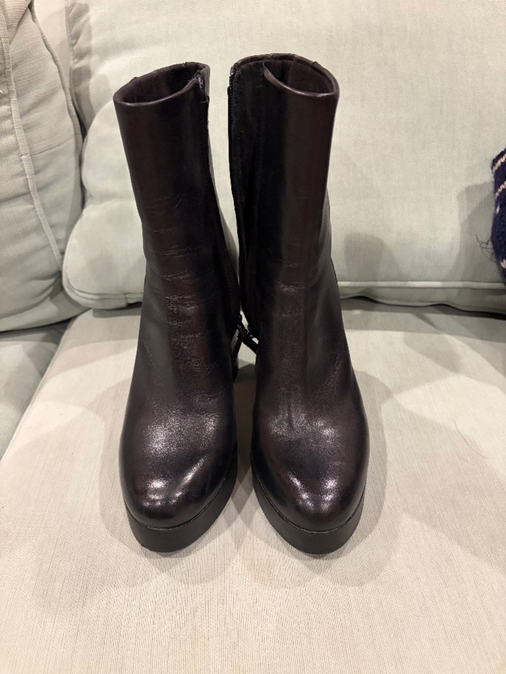 Zara leather platform boots